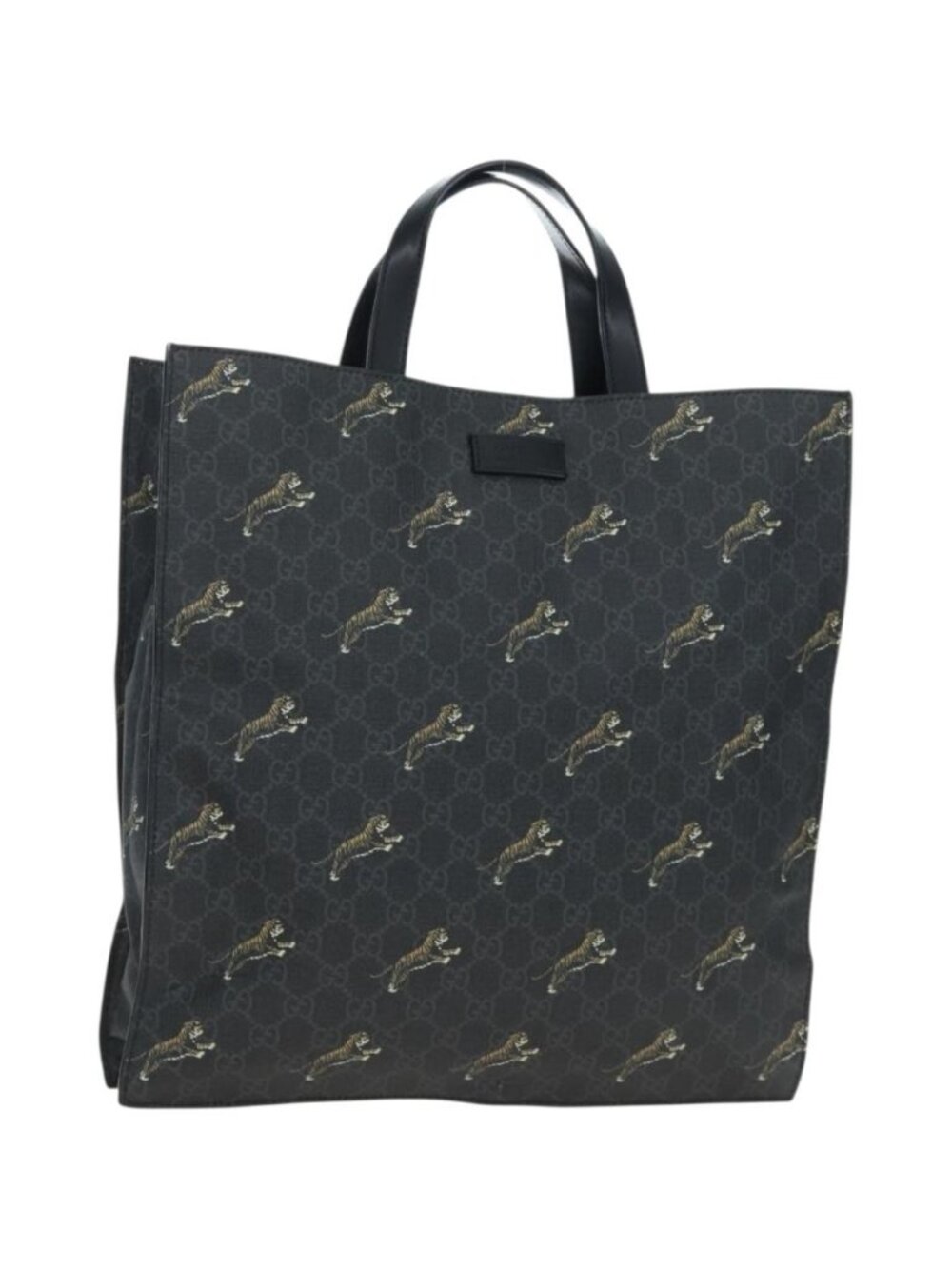 GUCCI GG Supreme Tote Bag PVC Leather Black 495559